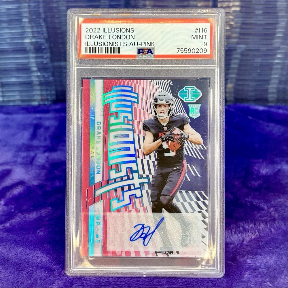 Drake London 2022 Panini Illusions Rookie Pink Illusionists RC Auto /50 💎 PSA 9